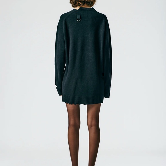 Tibi Midnight Knit Soft Lambswool Cutout Neckband Mini Dress - Picture 2 of 7